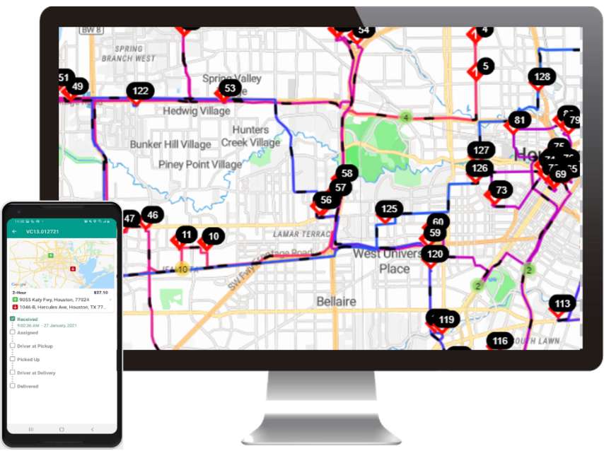 Real-time driver visibility on the dispatch map.